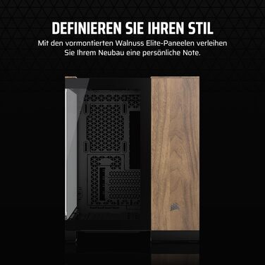 Корпус ПК CORSAIR 2500X mATX з двокамерним дизайном, чорний/горіх, сумісний з платами зворотного підключення, велика гнучкість охолодження, з загартованим склом