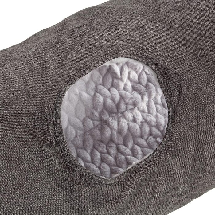 CanadianCat Company | XXL Cat Tunnel with Plush Fabric | gray | approx. 35 x 150 cm - Variable Shape, integrated cat toy