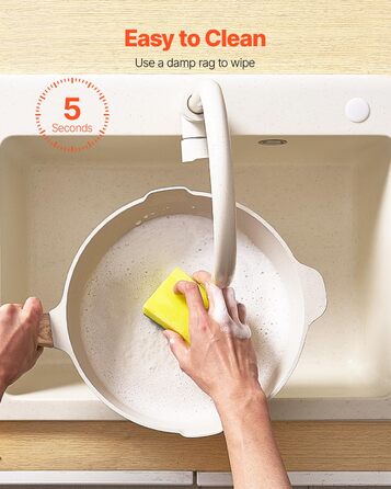 Набір посуду VEVOR 17 предметів з нержавіючої сталі з антипригарним покриттям, індукційні каструлі та сковорідки з кришками, для кухні, кемпінгу та приготування їжі (білий)