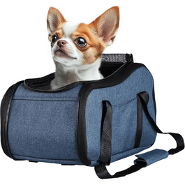 Автомобільний лежак для собак Navaris - блакитний, з ремінцем та блискавкою - переноска для собак в авто