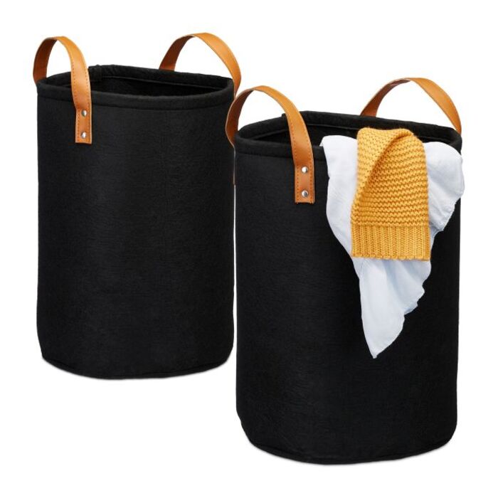 Relaxdays Felt Laundry Basket, 28 Liters