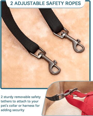 Автокрісло для собак Petsfit M, сірий: зручне автокрісло для середніх та 2 маленьких собак з підкладкою, ременями та кишенею