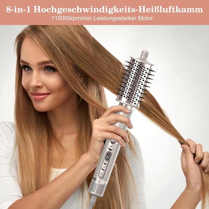 Мультистайлер для волосся AirStyler 1600W з 110000 RPM мотором: фен, плойка, насадки для укладки, дифузор, щітка