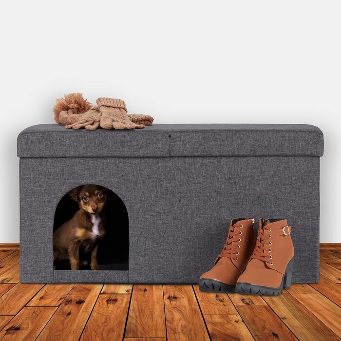 Кігтечка для котів Relaxdays, складана лавка, сіра, 38,5 x 74,5 x 37 см