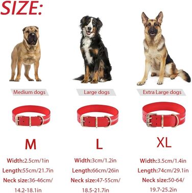 Відбиваючий повідок для собак, регульований, м'який, для малих, середніх та великих собак (довжина 46-56 см), червоний, розмір M