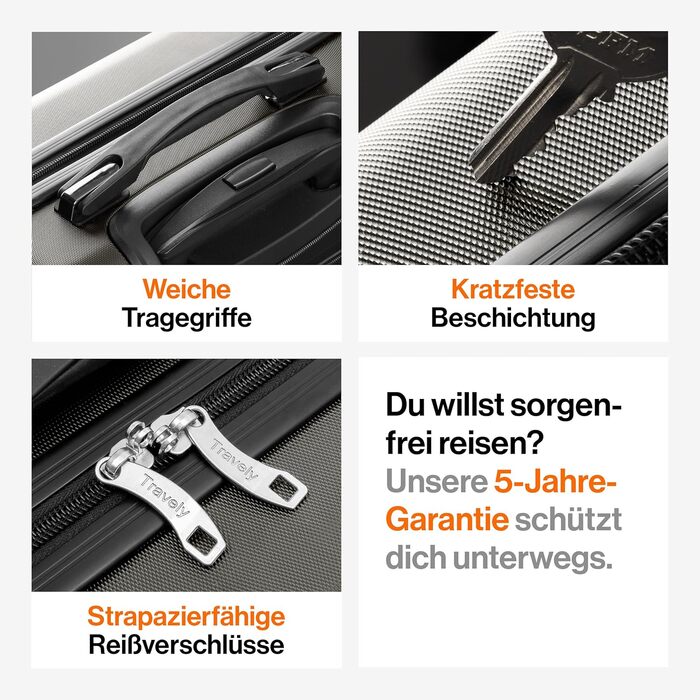 Валіза Travely з полікарбонату, 67 см, 60 л - міцний валіза з TSA замком, для подорожей, сірий колір