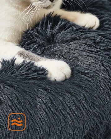 Кругле ліжко для собак та котів Feandrea, м'яке, донат, 60 см, темно-сірий, знімний наповнювач