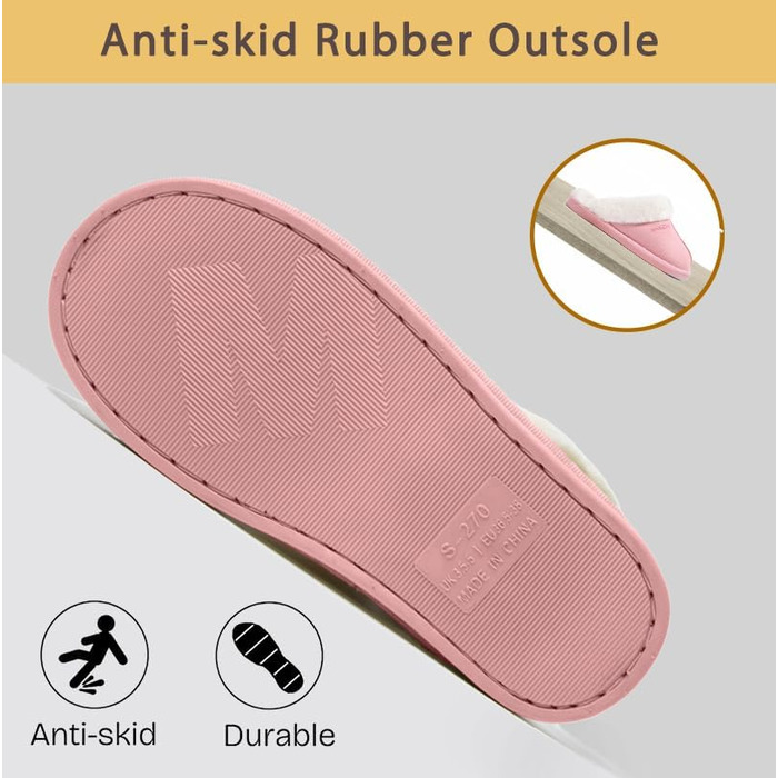 Тапочки домовик Donpapa для жінок та чоловіків, зимові, теплі, з плюшем та піною пам'яті, з імітацією овечої шкури, антиковзаючі, для дому та вулиці (40.5/42 EU, Horizont Rosa)