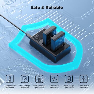 Акумулятор K&F CONCEPT EN-EL14 (2 шт.) та зарядний пристрій 2xUSB для Nikon D3500, D5600, D3200, D3300, D3400, D5500, Coolpix P7800, P7700, P7200, P7100, P7000