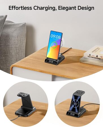 Бездротова зарядка leQuiven 3-в-1 для Samsung Galaxy S25 Ultra, S24, S23, Z Fold/Z Flip 7, Galaxy Watch 8/7/6/5/4, Galaxy Buds3 Pro (Tech Grey)