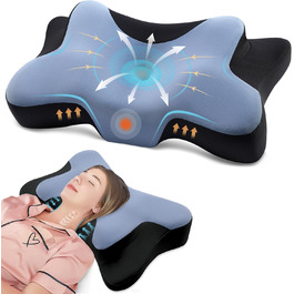 Подушка для шиї DONAMA, подушка для сну з піною з пам'яті, для тих, хто спить на боці, спині та животі, блакитний+чорний, 66×37×13 см