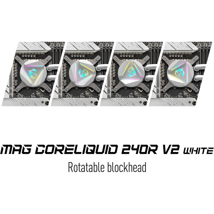 MSI MAG CoreLiquid 240R V2 - Система водяного охолодження CPU, білий корпус, RGB, сумісна з AMD та Intel