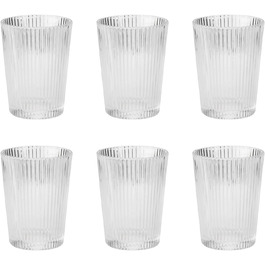 Stelton Pilastro Drinking Glasses - Ribbed Water Glasses Set - Dishwasher Safe, Stackable, for Hot & Cold Drinks - 150ml - Set of 6