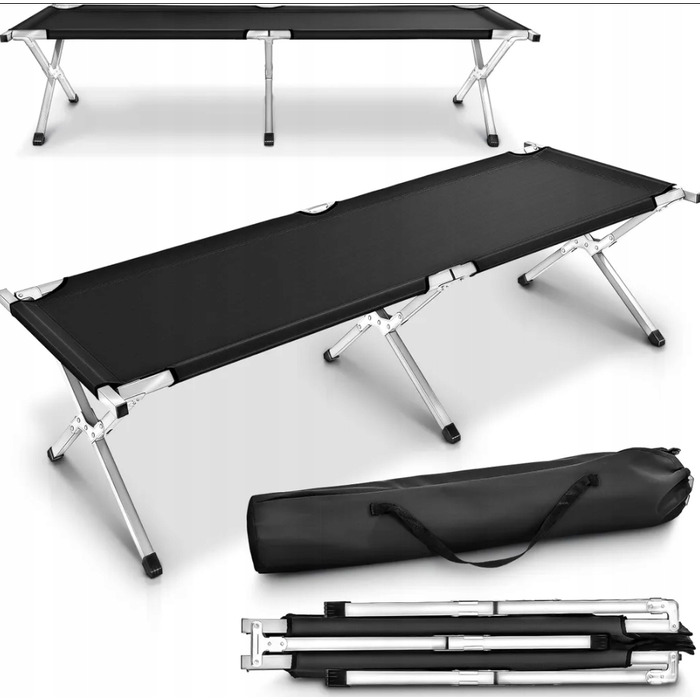 Розкладне туристичне ліжко TRESKO 210x72 см, до 150 кг, чорне