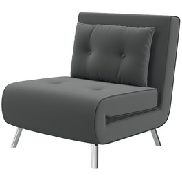 HOMCOM Sleeper Chair Folding Chair with Bed Function Dark Grey 77x88x83cm, comfortable single sofa with cushion for guests
