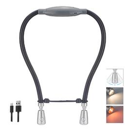 Ліхтар LED для читання BIGLIGHT на шиї, гнучкий, акумуляторний, з регульованою яскравістю, сріблястий