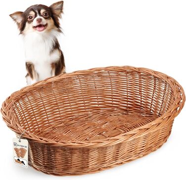 КADAX Лежанка для собак та котів з лози, природний колір, лежанка для собак, котячий кошик, лежак для тварин, лежанка для собак, місце для сну собаки, кошик для відпочинку (11x50x38 см)