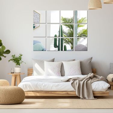 10 самоклеючих дзеркальних наліпок, 20x20 см, 2 мм акрилової плівки для ванної, вітальні, спальні, шафи