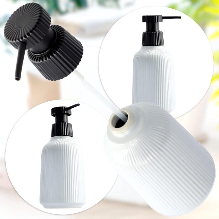 KADAX Bathroom Accessories Set, Modern Bathroom Accessories, Ceramic Bathroom Accessories, Bathroom Accessories (White: Toothbrush Holder, Soap Dispenser, Toilet Brush) (White - Soap Dispenser, Toilet Brush, 2)