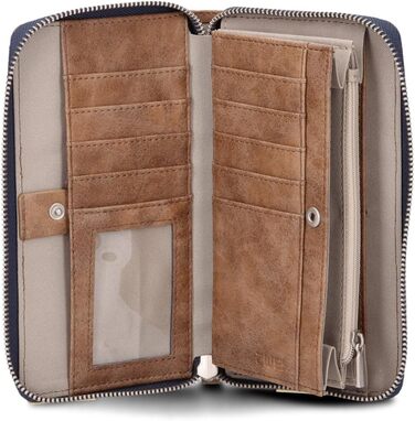 Two large women's wallets/purses O.Wallet OW2 brown vintage-style wallet, wallet with all-around zipper, 15 card slots, 2 bill compartments, coin pocket & see-through pocket