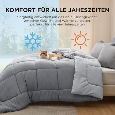 BEDSURE Ковдра постійна 135x200 см - Ковдра для всіх сезонів, 300 GSM, двостороння сіра/світло-сіра, м'яка та тепла, для алергіків, 135x200 см