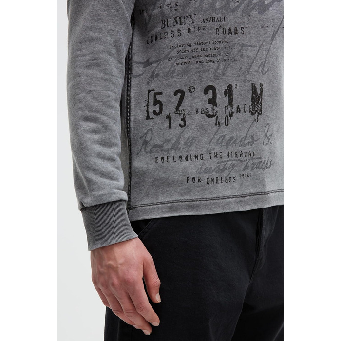 Чоловічий легкий худі Camp David з ефектом вигорання та малюнком, колір чорний, розмір XL