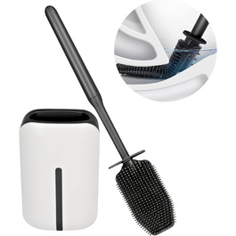 Силіконова щітка для унітазу з контейнером, чорна. Щітка для ванної кімнати та гостьового WC.