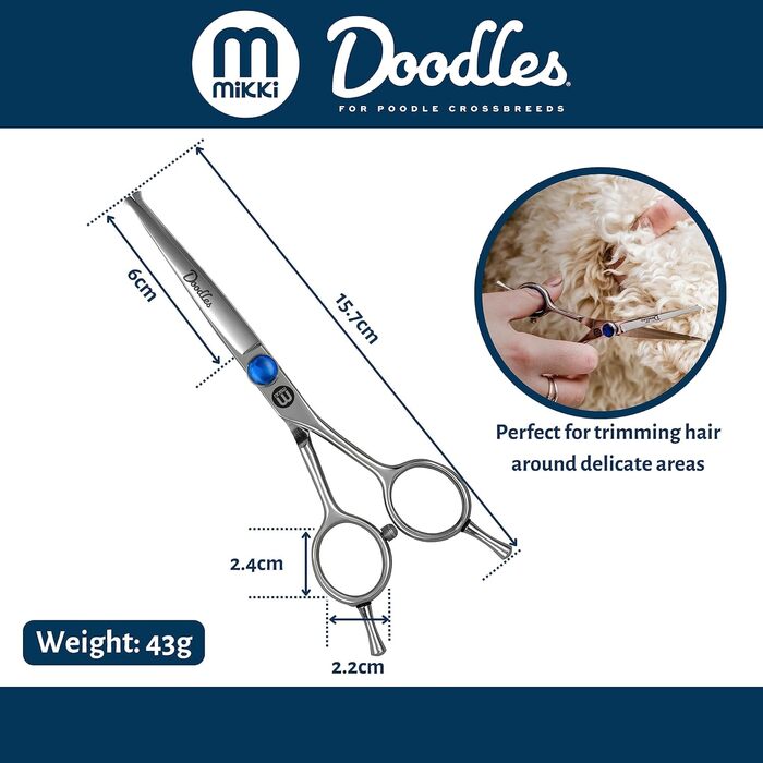 Ножиці для грумінгу собак Mikki Doodle: професійні ножиці для стрижки та формування шерсті, 19 см