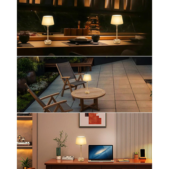 Акумуляторна настільна лампа: портативна, бездротова з регулюванням яскравості, для дому та саду