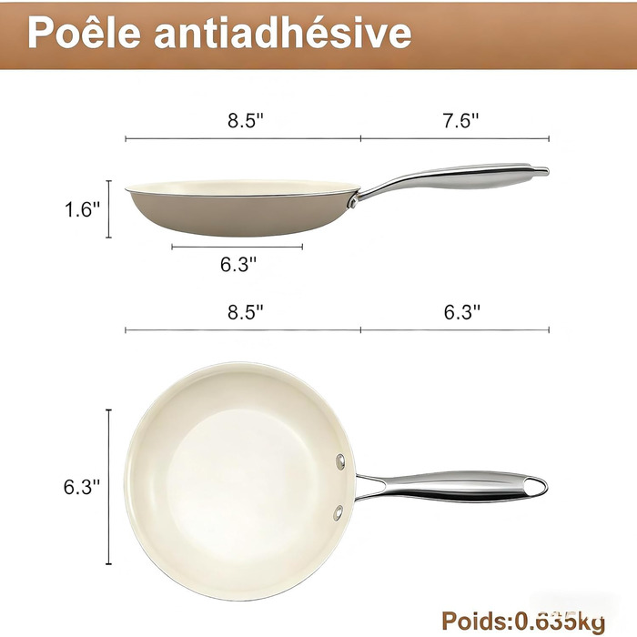 Пательня керамічна 24 см з антипригарним покриттям, індукційна, для духовки та посудомийної машини, алюмінієва з ручкою з нержавіючої сталі