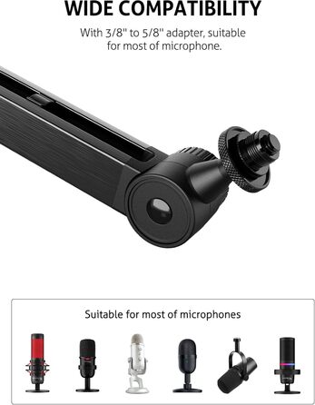 Підставка для мікрофона SUNMON для Blue Yeti та інших – міцна, 360° обертання, металева клямка, універсальна | HyperX QuadCast 2, Fifin AM8, Seiren Mini V3, MV7