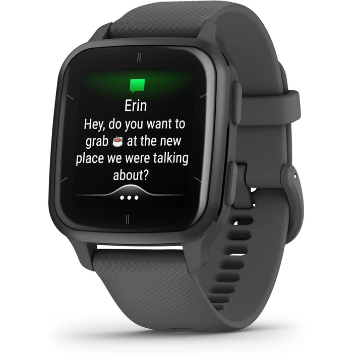 Розумний годинник Garmin Venu Sq 2 Music з GPS, AMOLED дисплеєм 1.4', музичним програвачем, аналізом сну та 25+ спортивними функціями. Garmin Pay, до 11 днів роботи від акумулятора, водонепроникність. Колір: Шкіряний сірий.