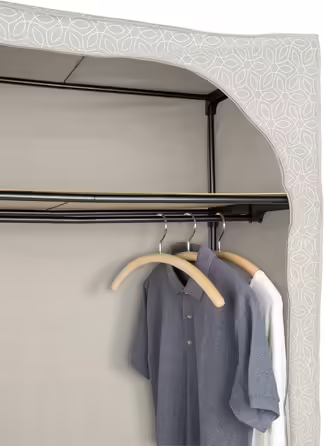 WENKO Wardrobe Model Balance with Shelf and Clothes Rail, Fabric Wardrobe for Dust-Free Storage of Textiles, Metal Frame, Breathable Non-Woven Material, 90x160x50 cm, Taupe