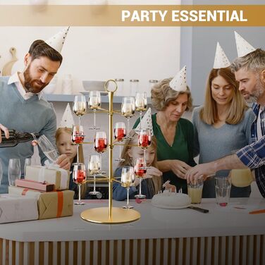 Набір для шампанського CLOPAE, 3 яруси, 12 келихів, металевий барний стійка для келихів, для вечірок, весіль, барів