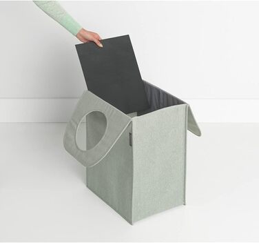 Brabantia - Laundry Bag - Quick-Drop Opening - Robust Textile Bag - Space-Saving - The lid folds out into handles - Easy emptying - Green - 55 L - 29.5 x 54.0 x 50.5 cm