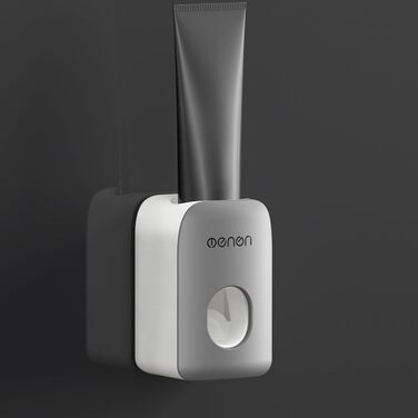 Toothbrush holder without drilling, wall mount, bathroom shelf, with 1 automatic toothpaste dispenser, 6 brush hooks, 1 cosmetic drawer, organizer, and ample storage space (1 dispenser + 3 cups) (1 Dispenser)