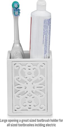 Набір аксесуарів для ванної кімнати Creative Scents – білий та сірий. 4 предмети: дозатор для мила, мильниця, тримач для зубних щіток та чашка.