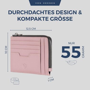 Шкіряний RFID картхолдер VON HEESEN з натуральної шкіри наппа, портмоне для кредитних карток на 9 відділень, унісекс (Колір: Лаванда)