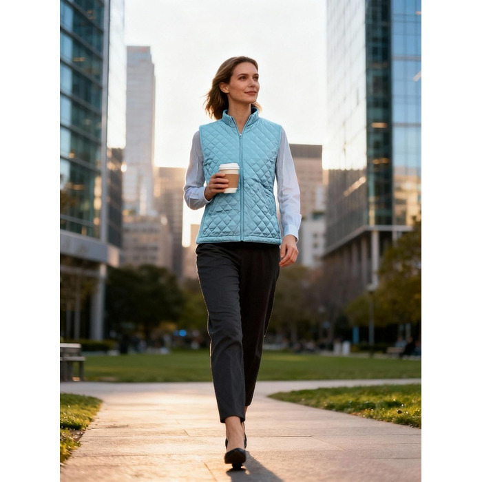 Жіночий безрукавний жилет Bienzoe на блискавці з утеплювачем, легкий, з еластичною в'язкою, кольори: сірий, блакитний (S)