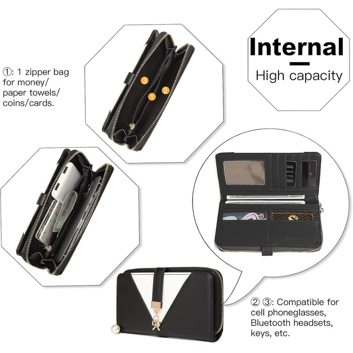 Сумка жіноча Lulu Daen середнього розміру зі штучної шкіри (PU) - чорна, комплект з гаманцем, для роботи, подорожей, бізнесу