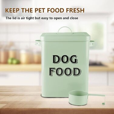 Контейнер для корму для собак Pethiy, 6.5 л, метал, з мірною ложкою, герметичний кришкою, для сухого корму та ласощів, білий