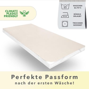 STUDIO Molton Mattress Protector 140x200cm, Made in Green, 100% breathable cotton, Made in Germany, Mattress topper with corner elastics 140 x 200 cm, Natural colors