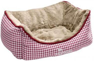 Софа для собак HUNTER ASTANA, червона, S, м'яке ліжко з візерунком, знімний чохол, для комфорту та безпеки
