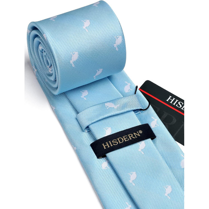 HISDERN Комплект краватки та нагрудного хустинки для чоловіків, зелено-жовтий, з принтом тварин, класичний, для бізнесу, універсальний розмір