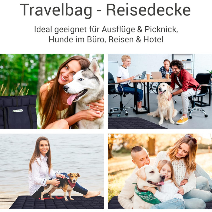 Сумка для подорожей з собакою Doctor Bark, зручна ковдра, підходить для алергіків, прання при 95°C, розмір X-Large, чорний колір