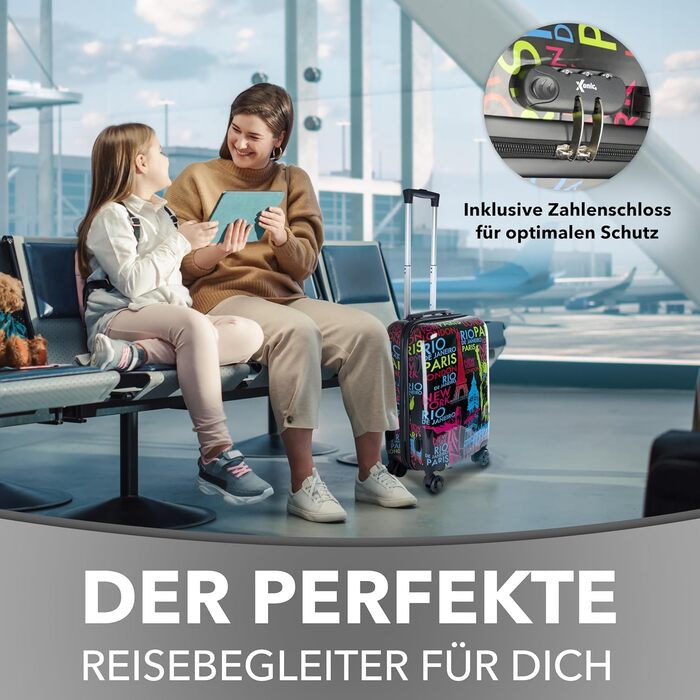 Валіза Xonic Design Reisekoffer з жорстким корпусом, 360° колесами, замком-кодом та полікарбонатом (Neon Cities, M)