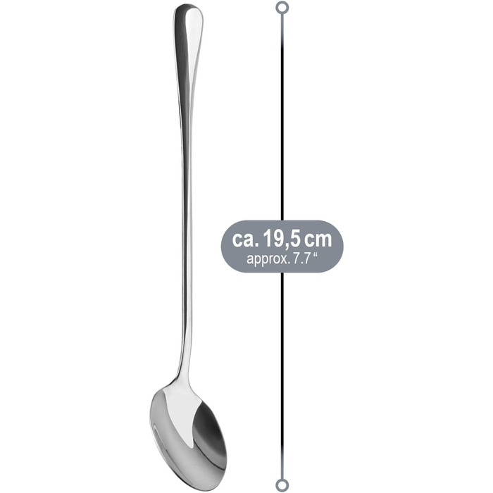 Набір ложок Com-Four® 12 шт. з нержавіючої сталі з довгим руків'ям (17/19.5 см) для коктейлів, чаю, кави, молочних коктейлів, матча, холодних напоїв та десертів