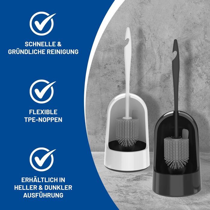Набір для туалету Rival Recycling з щіткою для обідка – ергономічна ручка з переробленого матеріалу, для швидкого та ретельного очищення, з тримачем (антрацит, Meiler)