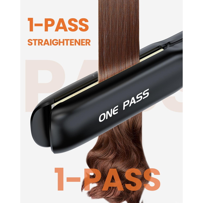 Випрямляч для волосся з титановими пластинами, іонізація, швидкий нагрів 20s, LCD-дисплей, універсальна напруга, 2-в-1 (Noir)