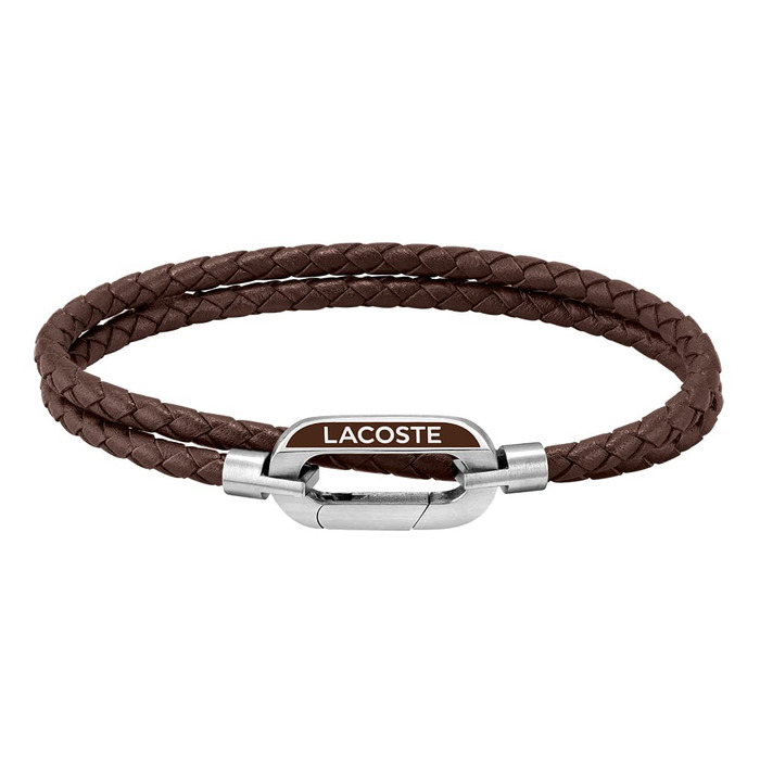 Браслет шкіряний чоловічий Lacoste STARBOARD синій, зелений, коричневий (коричневий)